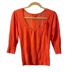KNITTED & KNOTTED ORANGE WOOL SHORT SLEEVE BOW SWEATER